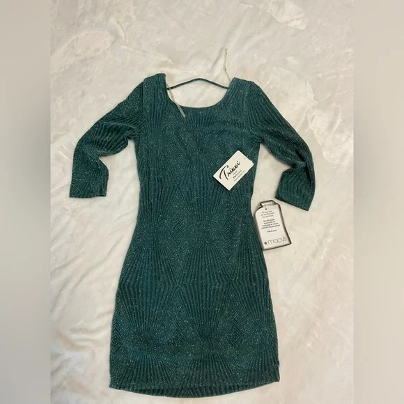 TRIXXI WOMEN'S SHIMMERY 3/4 SLEEVE DRESS - Picture 5 of 7